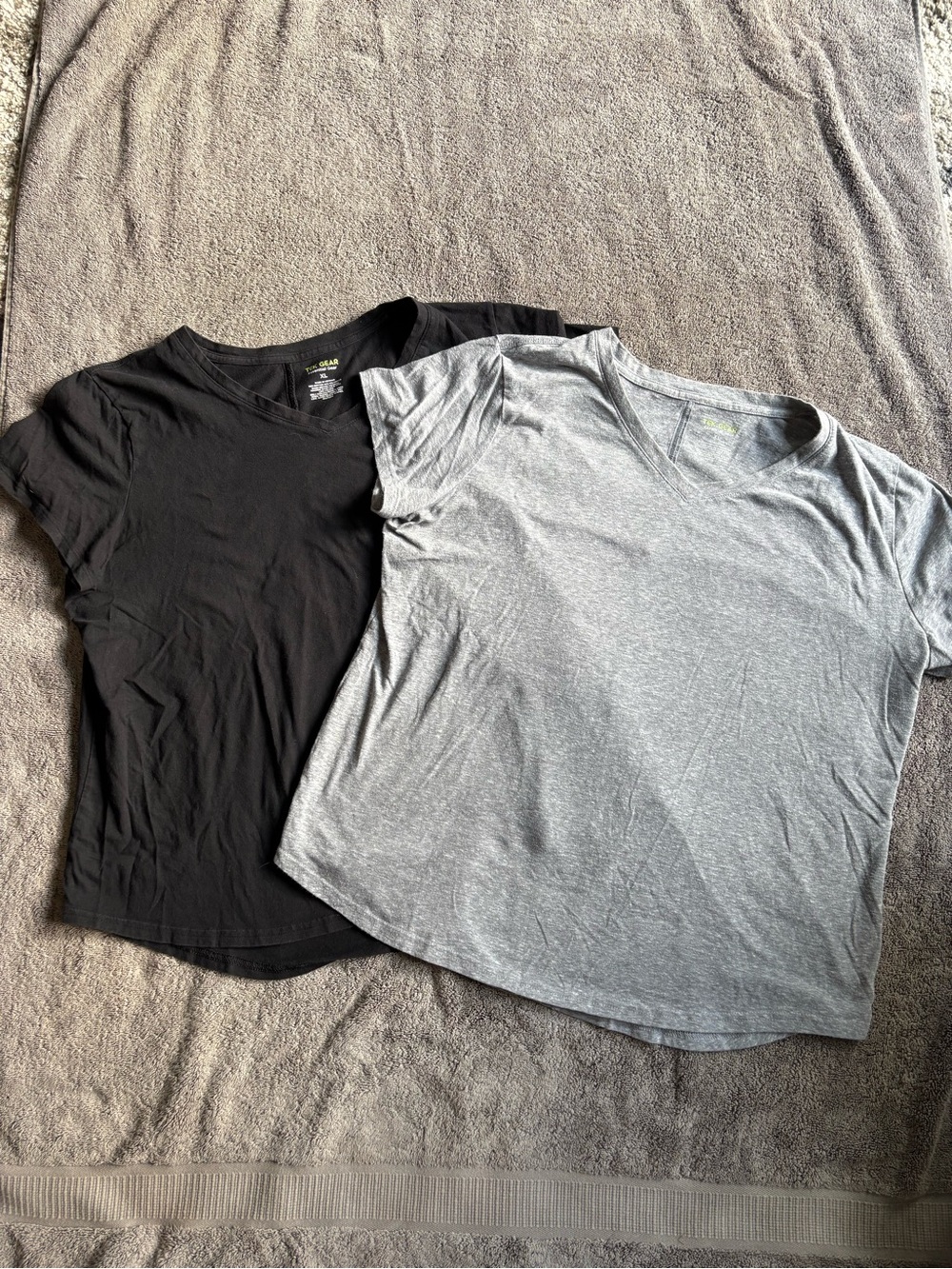 Black and Light Gray V-Neck Tek Gear Tee Duo